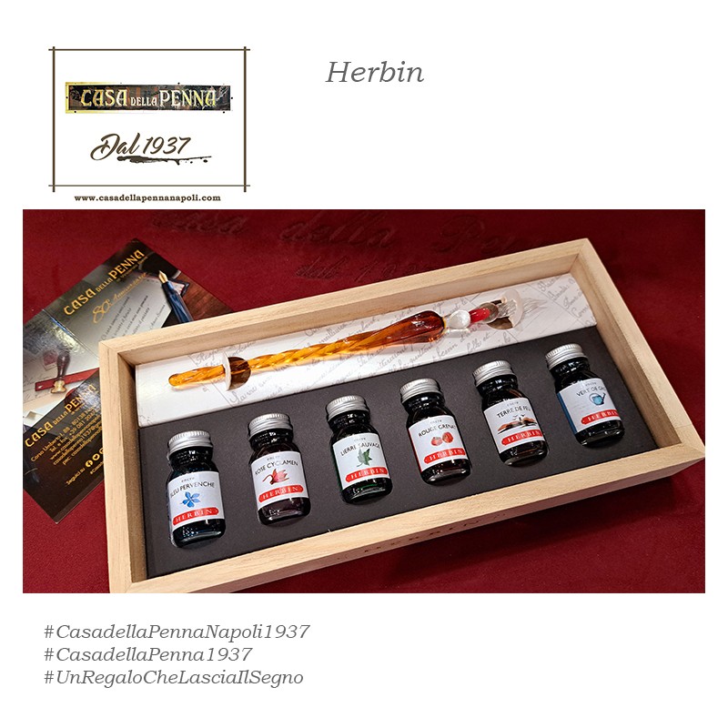 Herbin - set inchiostro e stilografica in vetro