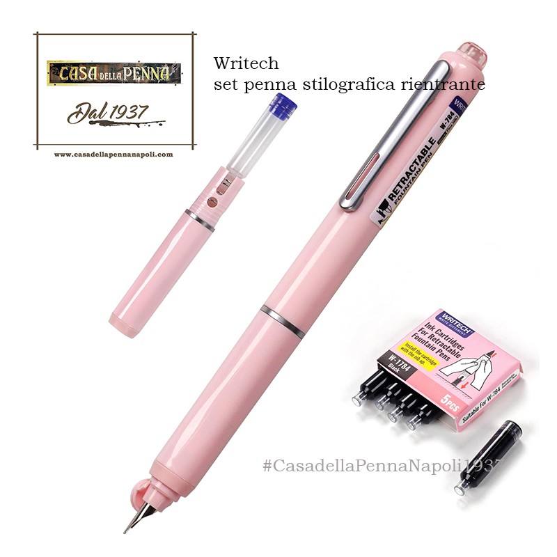 HYZSHL Penna Stilografica Retrattile Writech ClicTek, 1 Penna con 5 Cartucce d'Inchiostro e Scatola Portaoggetti, Ideale per Appunti e Firme HYZSHL Penna Stilografica Retrattile Writech ClicTek, 1 Penna con 5 Cartucce d'Inchiostro e Scatola Portaoggetti, Ideale per Appunti e Firme