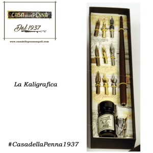 set penna stilografica in legno con 9 pennini - La Kaligrafica - 2234