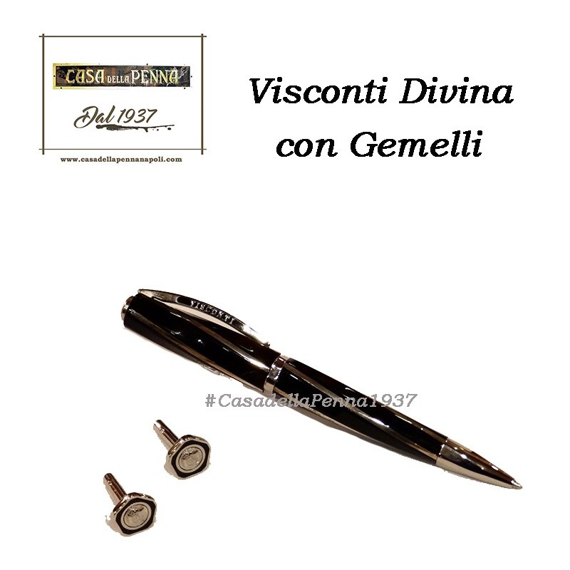 VISCONTI DIVINA Black Medium con Gemelli - set penna sfera Offerta VISCONTI DIVINA Black Medium con Gemelli - set penna sfera Offerta