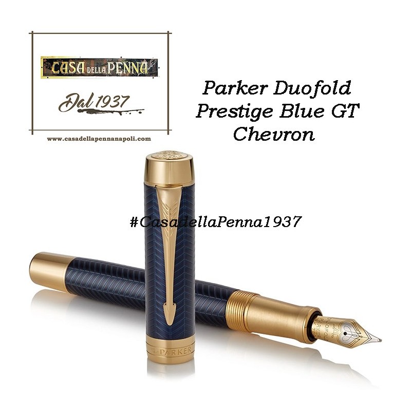 PARKER  Duofold Prestige Blu GT Chevron - penna stilografica - novità 2018 - unico pezzo