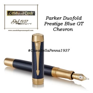 PARKER  Duofold Prestige Blu GT Chevron - penna stilografica - novità 2018 - unico pezzo