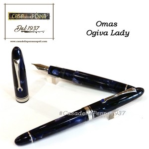 Omas Ogiva Lady celluloide Blu - mini penna roller + refill omaggio o stilo 