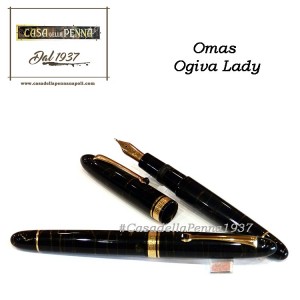 Omas Ogiva Lady celluloide nero e oro - mini penna roller + refill omaggio o stilo 