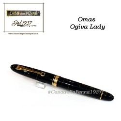 Omas Ogiva Lady celluloide nero e oro - mini penna roller + refill omaggio o stilo 
