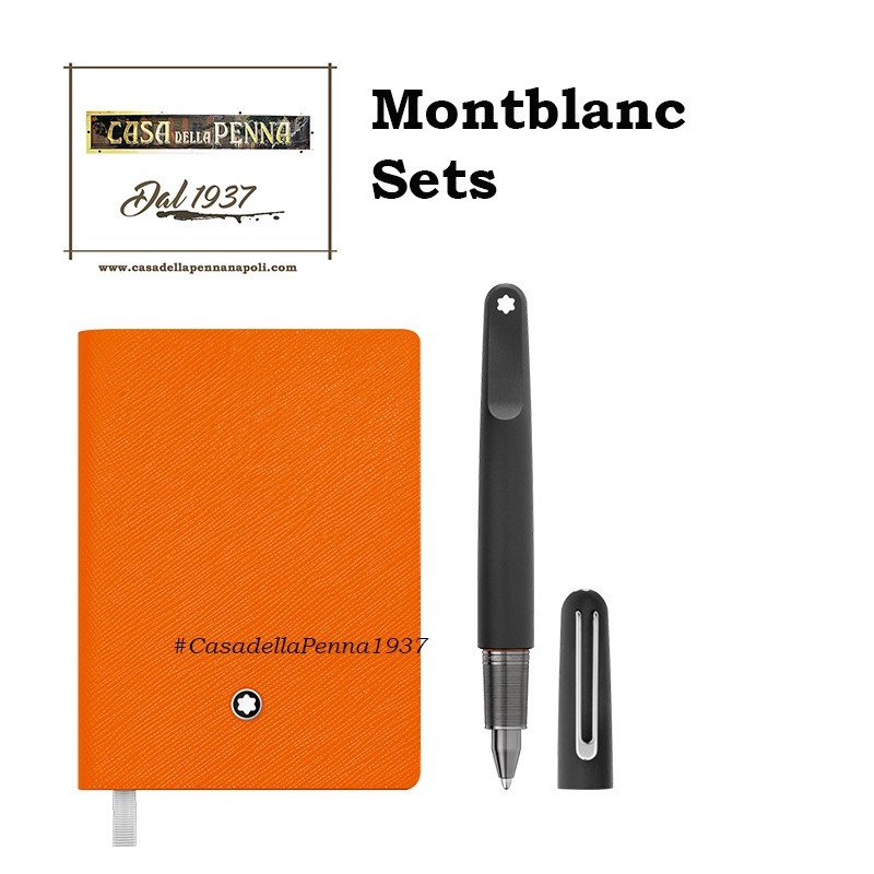 Montbanc - Set M ultra black penna sfera + blocco note #145 Lucky Orange - 117085