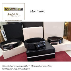 Montblanc cintura reversibile in pelle nera/marrone 30mm con fibbia a ferro di cavallo – art. 114412