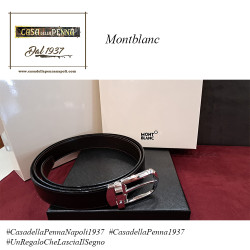 Montblanc cintura reversibile in pelle nera/marrone 30mm con fibbia a ferro di cavallo – art. 114412